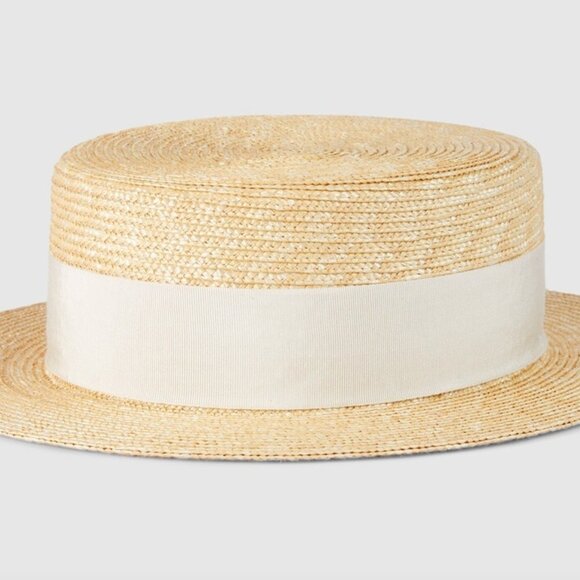 NWT Gucci Boater Hat with Grosgrain Trim - Picture 3 of 8
